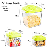 Vacuum Food Storage Containers by GENTEEN-Airtight Food Storage Containers-Cereal & Dry Containers Storage Set-Pack of 3.Kitchen,Pantry Organization for Cookie with BPA Free Material
